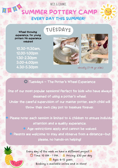 Kids Wheel Throwing Experience - Deposit