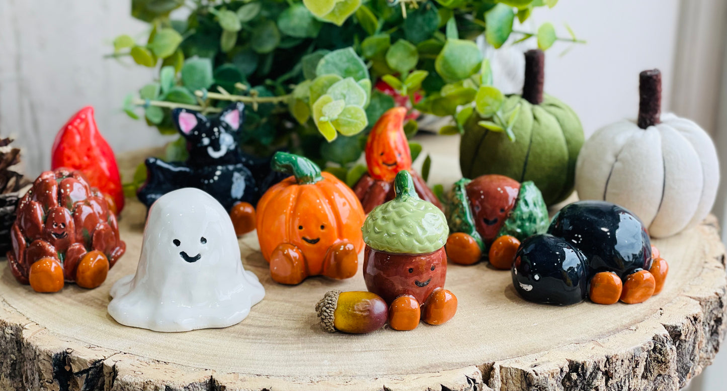 set of autumn halloween themed mini jellycat clay figures wick & ceramic ickenham london