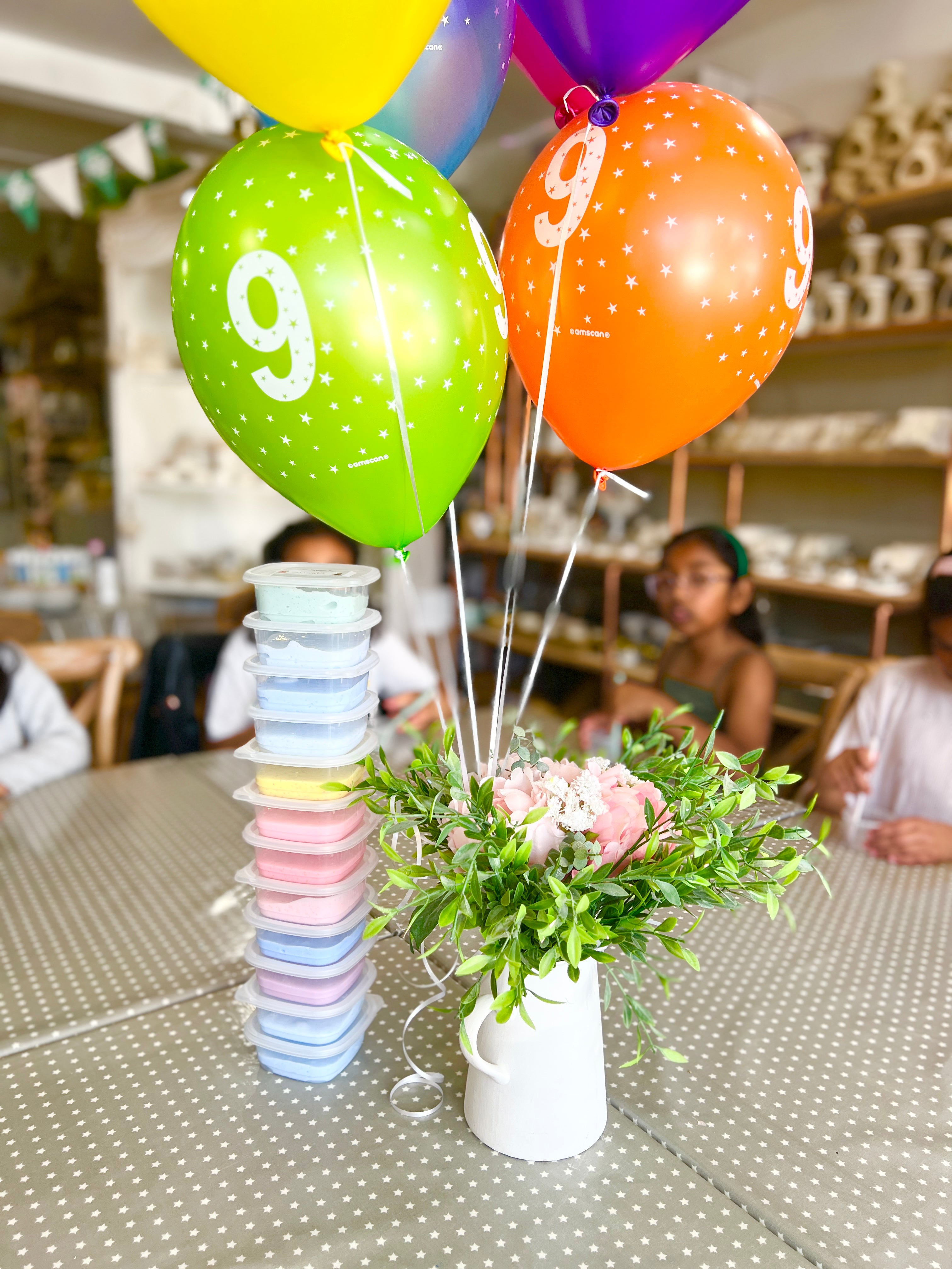 balloons and stacked slime birthday party wick and ceramic london