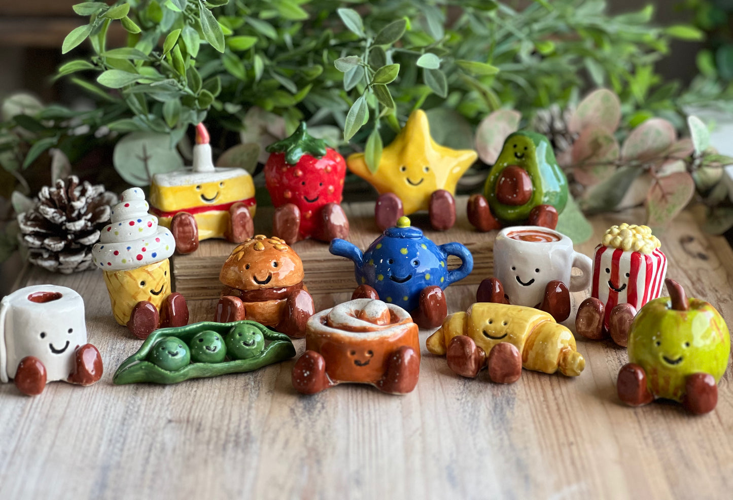 Set of colorful mini jellycat ceramic figurines at wick & ceramic ickenham london